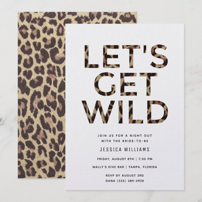 Invitation Fête de bachelorette Poster de animal sauvage (Devant / Derrière)