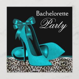 Invitation Fête de bachelorette Turquoise Blue Leopard High H