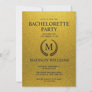 Invitation Fête de Bachelorotte Pailletée Brillante Noir et O