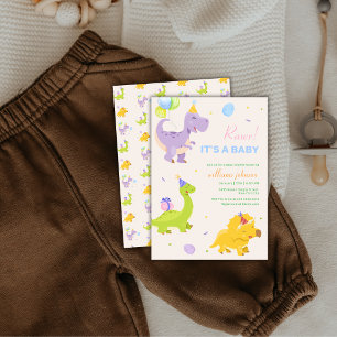 Invitation Fête de ballon de dinosaure coloré et amusant pour