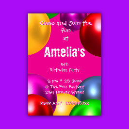 Invitation Fête de ballons d'anniversaire coloré
