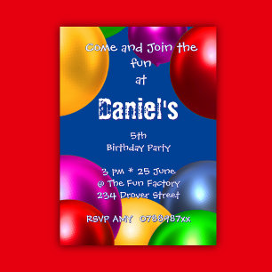 Invitation Fête de ballons d'anniversaire coloré