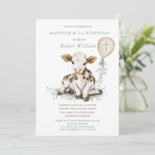 Invitation Fête de baptême et premier anniversaire garçon mod