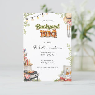 Invitation Fête de barbecue dans la cour Fête rustique d'été
