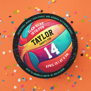 Invitation Fête de basket-ball noir sport couleur cool