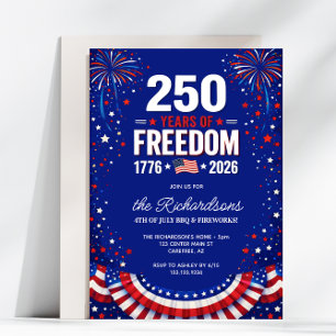 Invitation Fête de BBQ de famille USA 250 Ans