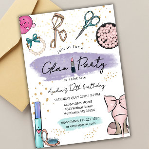 Invitation Fête de beauté et de maquillage Glam Party pour ad