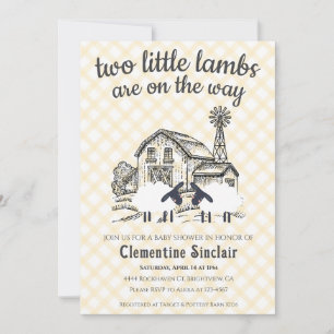 Invitation Fête de bébé 016 Marigold Little Lambs Farm Plaid