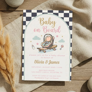Invitation Fête de bébé à bord skateboard