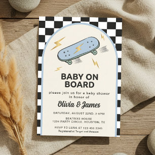 Invitation Fête de bébé à bord skateboard Baby Shower