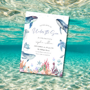 Invitation Fête de Bébé à l'Aquarelle Sous la Mer