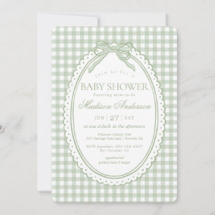Invitation Fête de Bébé à l'Arcasse Verte en Vichy Coquette