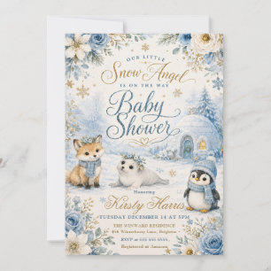 Invitation Fête de bébé ange de neige