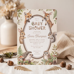 Invitation Fête de Bébé Animaux de la Forêt Fête de Bébé