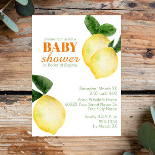Invitation Fête de Bébé Aquarelle Citrons