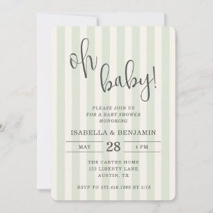 Invitation Fête de bébé au genre neutre Oh Baby avec des rayu