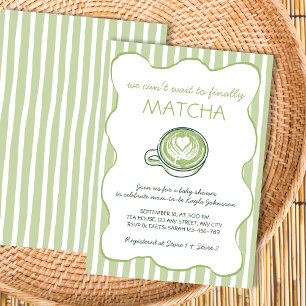 Invitation Fête de Bébé au Thé Vert Matcha Dessiné à la Main