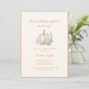 Invitation Fête de bébé automnale Fleurs aquarelle Corail pêc