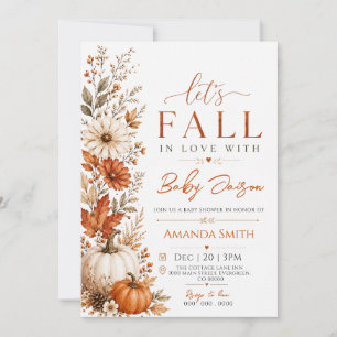 Invitation Fête de Bébé Automne Citrouille Tomber en Amour