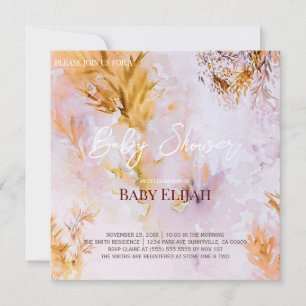 Invitation Fête de bébé aux feuilles d'automne aquarelle viol