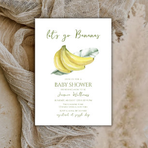 Invitation Fête de bébé aux feuilles de bananier jaune Let's