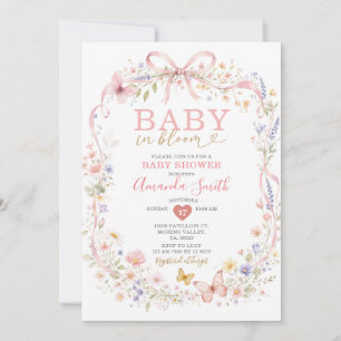 Invitation Fête de bébé aux fleurs sauvages Baby in Bloom