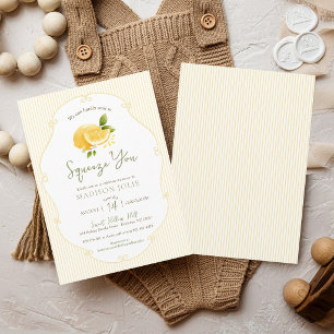 Invitation Fête de Bébé aux Rayures Jaunes Citron Squeeze You