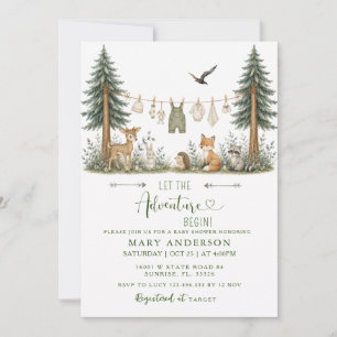 Invitation Fête de Bébé Aventure en Attendant les Animaux de
