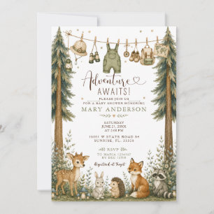 Invitation Fête de Bébé Aventure en Attente Animaux de la For