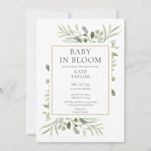 Invitation Fête de bébé Baby In Bloom Aquarelle