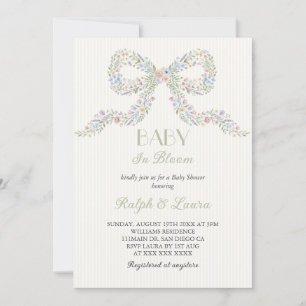 Invitation Fête de bébé Baby In Bloom aquarelle florale