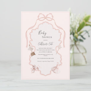 Invitation Fête de bébé Ballerine Rose Fantaisiste