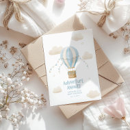 Invitation Fête de bébé ballon à air chaud bleu l'aventure at