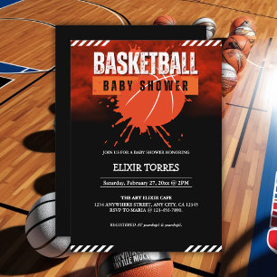 Invitation Fête de bébé Ballon de Basketball Orange
