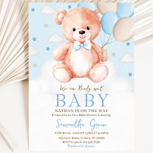 Invitation Fête de Bébé Ballon Ours Brun