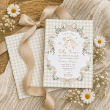Fête de bébé beige gingham Silly Goose neutre