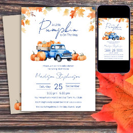 Invitation Fête de Bébé Blue Truck & Little Pumpkin on The Wa