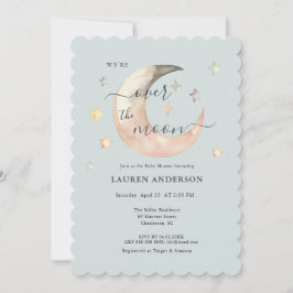 Invitation Fête de bébé Bohème Céleste Bleu Au-Dessus de la L