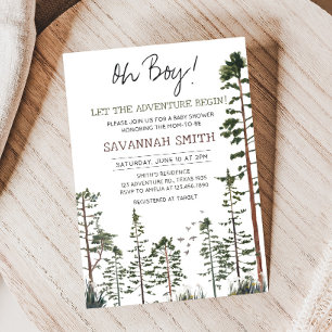 Invitation Fête de Bébé Bois Champêtre Oh Garçon