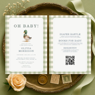 Invitation Fête de Bébé Canard Colvert Tout en Un Oh Bébé