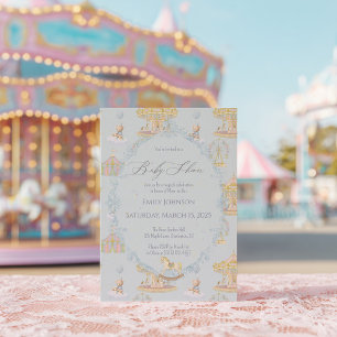 Invitation Fête de Bébé Carrousel Fantaisiste Parc d'Amusemen