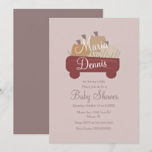 Invitation Fête de Bébé Chariot de Citrouille Simple Automne