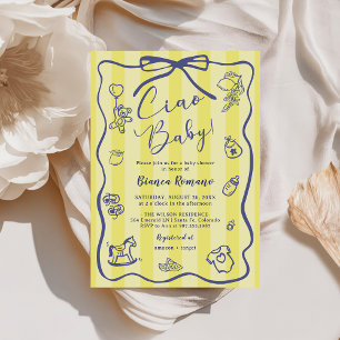 Invitation Fête de bébé Ciao sur le thème italien avec des ra