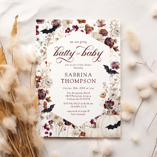 Invitation Fête de bébé citrouille automnale rustique, floral