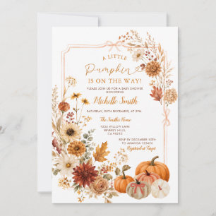Invitation Fête de bébé citrouille Brûlée terracotta automne
