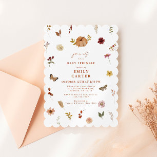 Invitation Fête de Bébé Citrouille Fleur Sauvage d'Automne