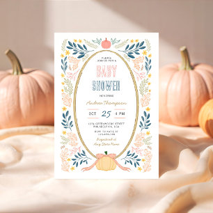 Invitation Fête de bébé citrouilles et ruban d'automne
