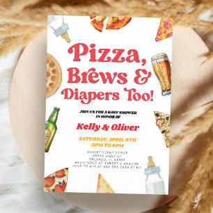 Invitation Fête de Bébé Co-Ed Pizzas Bières Couches