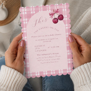 Invitation Fête de Bébé Coquette Cerise Sur Le Haut