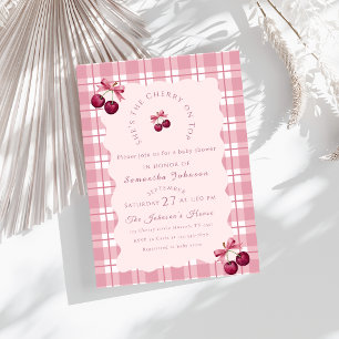 Invitation Fête de Bébé Coquette Cerise Sur Le Haut